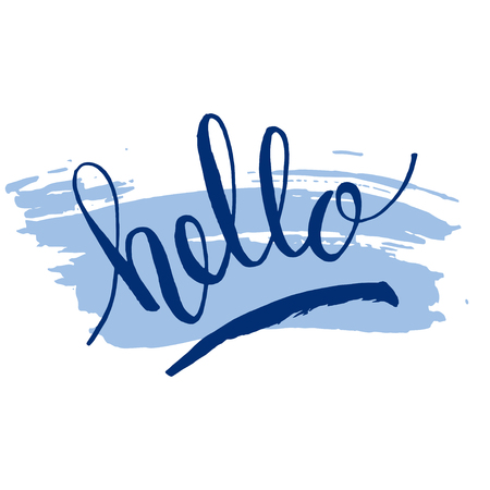Hand lettering hello on grunge brush background. Vector illustration for your designのイラスト素材