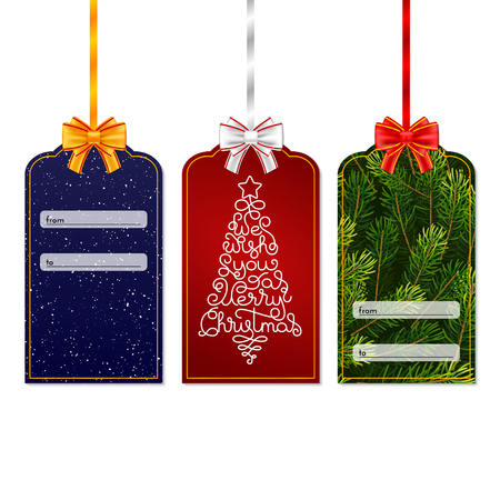 Holiday gift card with hand lettering We wish You a Merry Christmas in the form of a Christmas tree. Vector illustration for your designのイラスト素材
