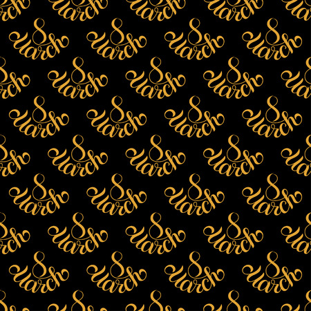 Holiday seamless pattern with hand lettering 8 Marchのイラスト素材