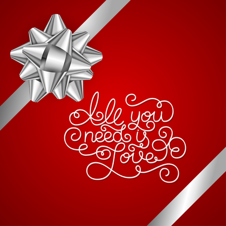 Holiday gift card with hand lettering All you need is Love.のイラスト素材