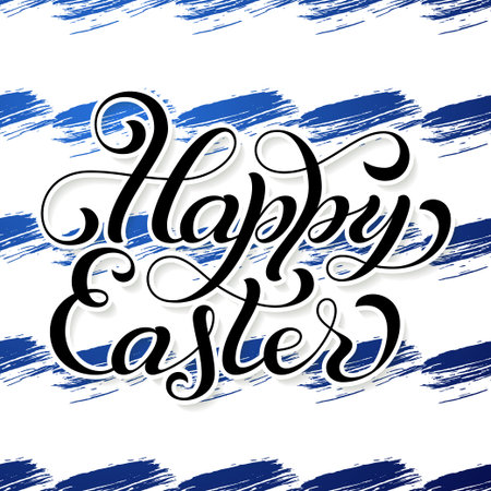 Holiday gift card with hand lettering Happy Easter on colorful grunge backgroundのイラスト素材