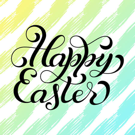 Holiday gift card with hand lettering Happy Easter on colorful grunge backgroundのイラスト素材
