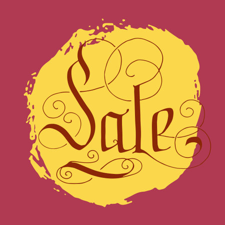 Hand lettering sale on grunge brush backgroundのイラスト素材