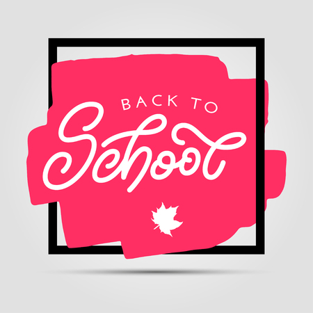 Back to school lettering with modern hand drawn ink grunge background. Template for a business card, banner, poster, notebook, invitation. Vector illustration for your designのイラスト素材