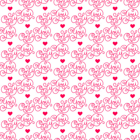 Valentines day. Romantic phrases seamless pattern background. Template for a business card, banner, poster, notebook, invitation with a modern lettering. Vector illustration for your designのイラスト素材