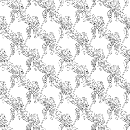 Seamless pattern. Plant in blossom, branch with flower ink sketch. Template for a business card, banner, poster, notebook, invitation, color book. Vector illustration for your designのイラスト素材