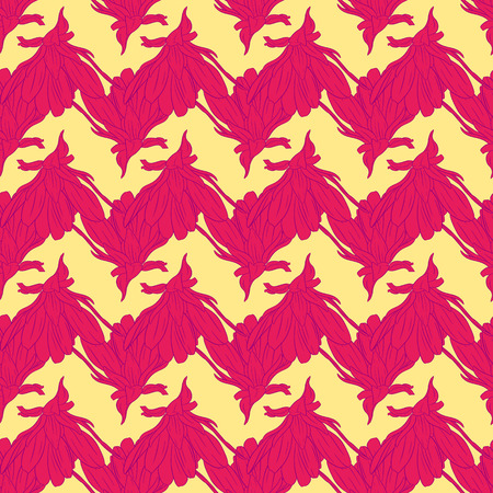 Floral seamless pattern. Plant in blossom, branch with flower ink sketch. Dahlia. Fashion floral print for a business card, banner, poster, wrapping, fabric, notebook, invitation. Vector illustration for your template designのイラスト素材