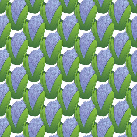 Floral seamless pattern with hyacinth. Plant in blossom, branch with flower ink sketch. Vector illustration for your designのイラスト素材
