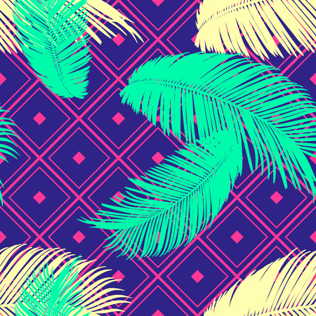 Floral seamless pattern. Palm branch ink sketch. Fashion floral print for a business card, banner, poster, wrapping, fabric, notebook, invitation. Vectorのイラスト素材