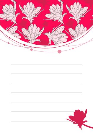 Floral daily note card. Flower ink sketch. Fashion print for your template design. Vector illustrationのイラスト素材