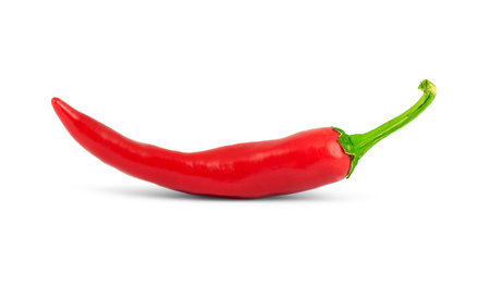 Close-up view of the red pepper isolated on a white background
