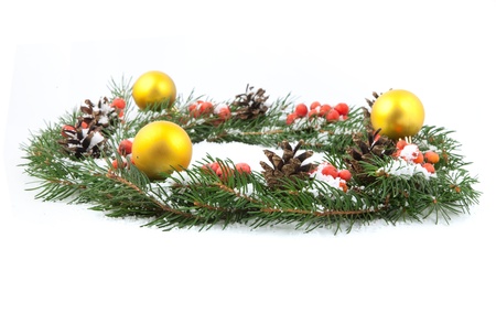 Christmas green framework isolated on white backgroundの写真素材