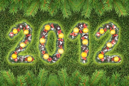 Christmas card with a christmas ornament isolated on white backgroundの写真素材