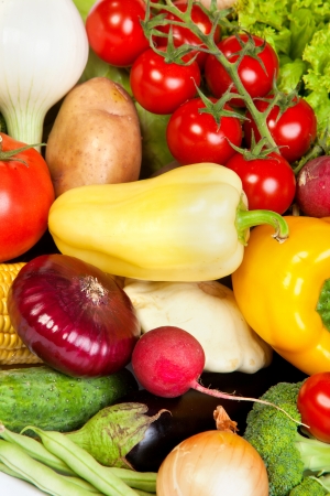 Group of fresh vegetables isolated on a white backgroundの写真素材
