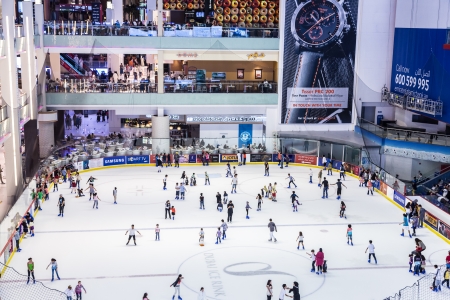 DUBAI, UAE - OCT 7: The ice rink of the Dubai Mall on Oct 7, 2012 in Dubai, UAE. Dubai Mall is the largest shopping mall in the world with some 1200 storesのeditorial素材