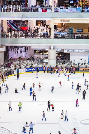 DUBAI, UAE - OCT 7: The ice rink of the Dubai Mall on Oct 7, 2012 in Dubai, UAE. Dubai Mall is the largest shopping mall in the world with some 1200 storesのeditorial素材