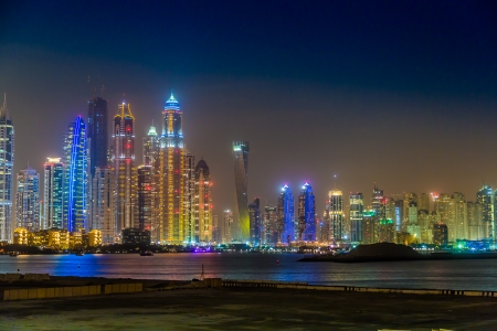 DUBAI, UAE - NOVEMBER 13: Modern buildings in Dubai Marina, Dubai, UAE. In the city of artificial channel length of 3 kilometers along the Persian Gulf, taken on 13 November 2012 in Dubai.のeditorial素材