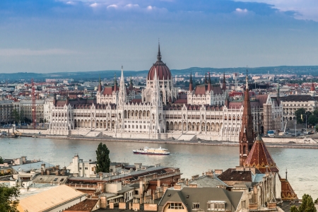 The Hungarian Parliament Building is the seat of the National Assembly of Hungary, one of Europe's oldest legislative buildingsの写真素材