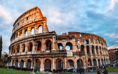 ROME -OCTOBER 21: Coliseum exterior on October 21, 2012 in Rome, Italy. The Coliseum is one of Rome's most popular tourist attractions with over 5 million visitors per year.のeditorial素材