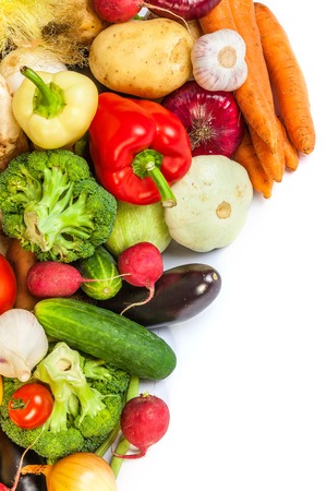 Group of fresh vegetables isolated on a white backgroundのeditorial素材