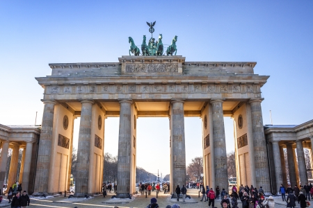 BERLIN, GERMANY - NOVEMBER 3: The Brandenburg Gate is the famous landmark of Berlin and Germany located near Pariser Platz. The Brandenburg Gate in Berlin on November 3, 2012.のeditorial素材