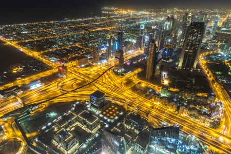 DUBAI, UAE - NOVEMBER 13: Aerial view of Downtown Dubai with man made lake and skyscrapers from the tallest building in the world, Burj Khalifa, at 828m, taken on 13 November 2012 in Dubai.のeditorial素材