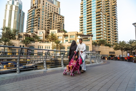 DUBAI, UAE - NOVEMBER 13: Modern buildings in Dubai Marina, Dubai, UAE. In the city of artificial channel length of 3 kilometers along the Persian Gulf, taken on 13 November 2012 in Dubai.のeditorial素材