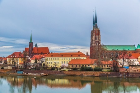 panorama of old town of Wroclaw, Polandの写真素材