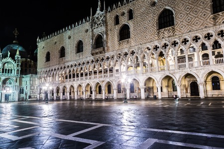 VENICE, ITALY - APRIL 12: Palazzo Ducale from the lagoon on April 12, 2013 in Venice, Italy. Formerly the residence of the Doge and now a museum, the palace is one of the main landmarks of the cityのeditorial素材