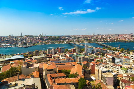 Panoramic view from Galata tower to Golden Horn, Istanbul, Turkeyのeditorial素材
