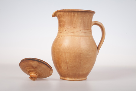An image of ceramic jug on a white backgroundの写真素材