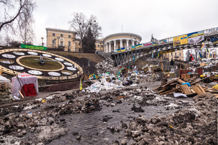 KIEV, UKRAINE – 18 FEBRUARY: Protest against Dictatorship in Ukraine turns violent on Euromaydan...