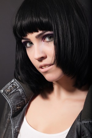 Beauty Portrait. Beautiful woman. Shot in a studio on a black backgroundの写真素材