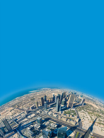 DUBAI, UAE - NOVEMBER 13: Aerial view of Downtown Dubai with man made lake and skyscrapers from the tallest building in the world, Burj Khalifa, at 828m, taken on 13 November 2012 in Dubai.のeditorial素材