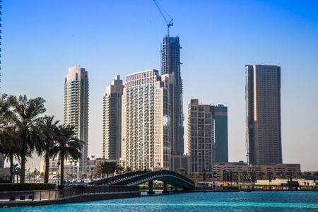 DUBAI, UAE - NOVEMBER 13: Modern skyscrapers in Dubai (emirate and city), UAE.  Dubai is the most expensive city in the Middle East, taken on 13 November 2012 in Dubai.のeditorial素材