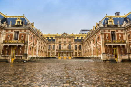 Outside view of Famous palace Versailles. The Palace Versailles was a royal chateau. It was added to...
