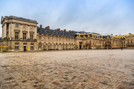 Outside view of Famous palace Versailles. The Palace Versailles was a royal chateau. It was added to the UNESCO list of World Heritage Sites. Paris, France.のeditorial素材