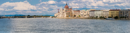 The building of the Hungarian Parliament in Budapest at the river Danube, Hungaryのeditorial素材