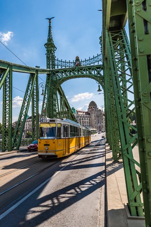 BUDAPEST - JULY 22: Liberty Bridge was built between 1894 and 1896 to the plans of Janos Feketehazy.  on July 22, 2013 in Budapest.のeditorial素材