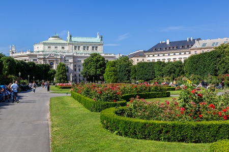 VIENNA - JUNE 23: People visit Schoenbrunn gardens on June 23, 2013 in Vienna. As of 2008, Vienna was the 20th most visited city worldwide (by international visitors)のeditorial素材