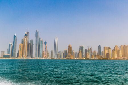 DUBAI, UAE - NOVEMBER 13: Modern buildings in Dubai Marina, Dubai, UAE. In the city of artificial channel length of 3 kilometers along the Persian Gulf, taken on 13 November 2012 in Dubai.のeditorial素材