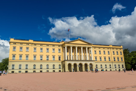 OSLO, NORWAY - JULY 29: The Royal Palace was built in the first half of the 19th century in Norway in Oslo, on July 29, 2014のeditorial素材