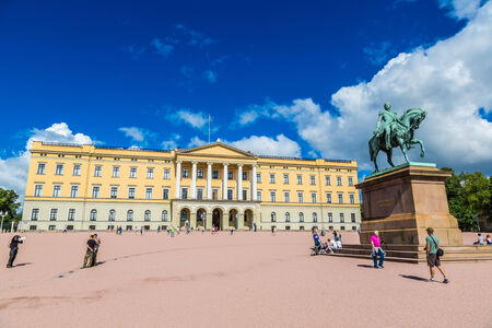 OSLO, NORWAY - JULY 29: The Royal Palace was built in the first half of the 19th century in Norway in Oslo, on July 29, 2014のeditorial素材