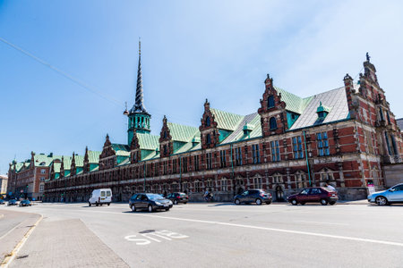 COPENHAGEN, DENMARK - JULY 25: Former stock exchange building  in Copenhagen, Denmark. Famous building on Slotsholmen in Copenhagen, Denmark on July 25, 2014のeditorial素材