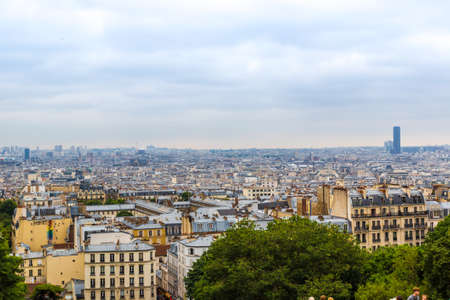 View of Paris from Sacre Coeur Basilica in France in summer dayの写真素材
