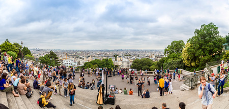 PARIS, FRANCE - JULY 14 2014: View of Paris from Sacre Coeur Basilica in France in summer day in Paris, July 14, 2014のeditorial素材