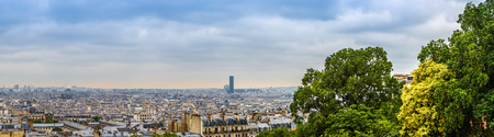 View of Paris from Sacre Coeur Basilica in France in summer dayの写真素材