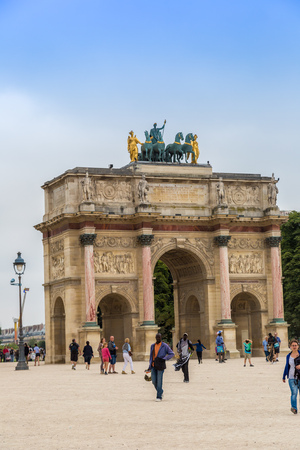 PARIS, FRANCE - JULY 14 2014: Arc de Triomphe du Carrousel at Tuileries Gardens, Paris famous symbols of Paris, July 14, 2014のeditorial素材
