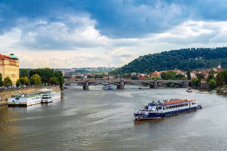 PRAGUE CZECH REPUBLIC -  JULY 21:  Panoramic view of Prague in Czech Republic on July 21, 2014. Prague historical Center, including most of the city major sites, became a UNESCO-listed site in 1992.のeditorial素材