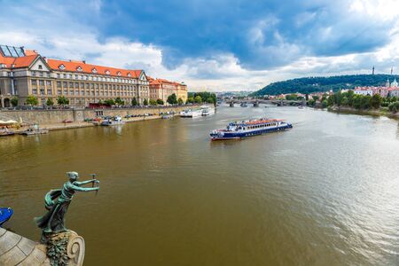 PRAGUE CZECH REPUBLIC -  JULY 21:  Panoramic view of Prague in Czech Republic on July 21, 2014. Prague historical Center, including most of the city major sites, became a UNESCO-listed site in 1992.のeditorial素材